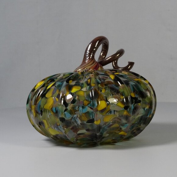 🎃 Handblown Glass Pumpkin Unique Fall Home Decor Accent - Picture 1 of 12
